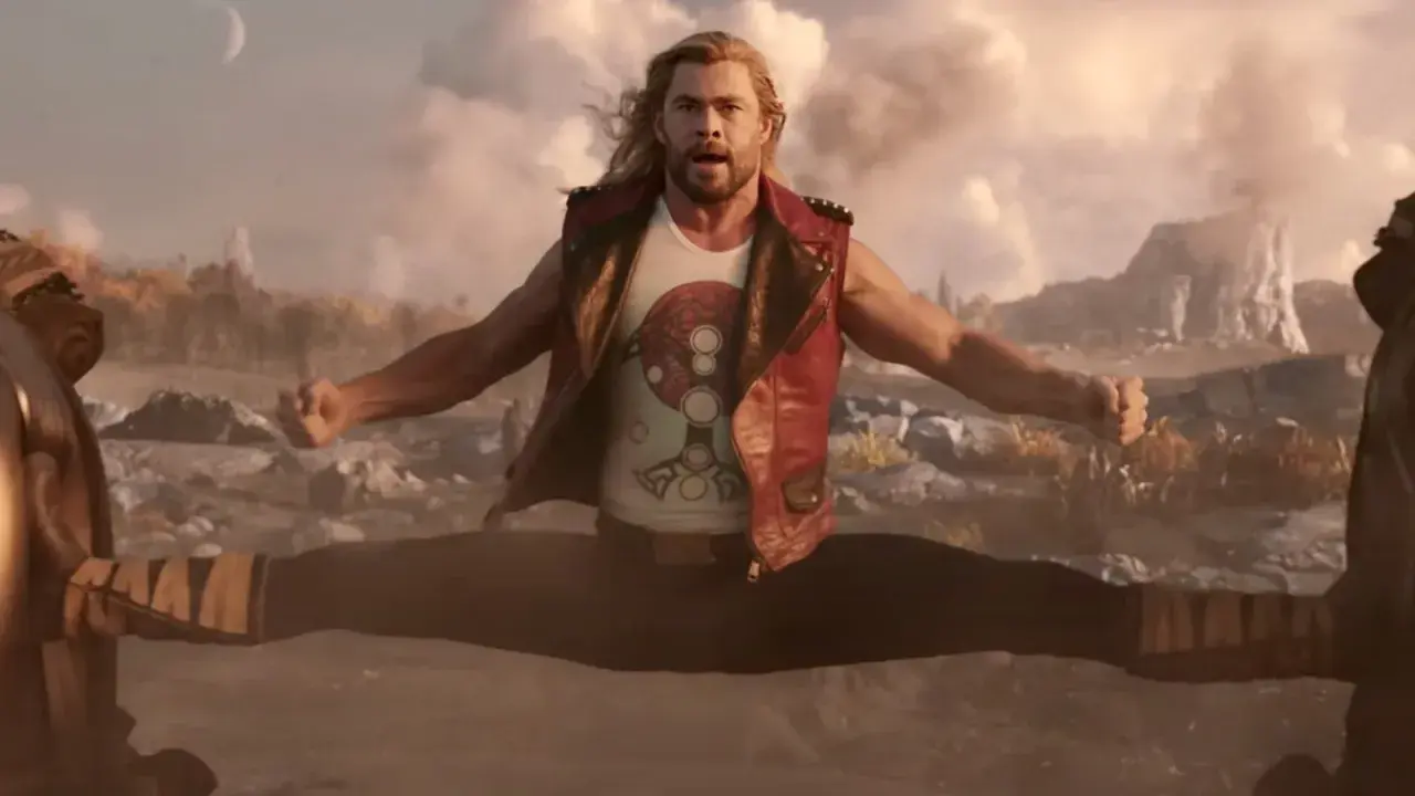 red and black leather biker vest inspired by Thor's outfit in Thor: Love and Thunder.