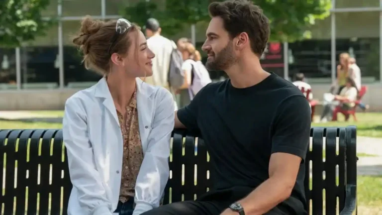 Actors Tom Bateman and Lili Reinhart in a scene from the Prime Video film adaptation of The Love Hypothesis
