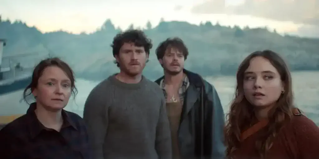 Willow Kean, Rohan Campbell, and Ruby Stokes in a scene from the Netflix supernatural thriller series Below (2026).