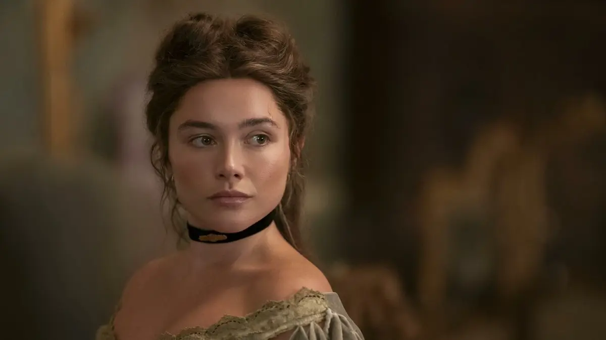 Florence Pugh portraying Cathy Ames in the Netflix period drama series East of Eden
