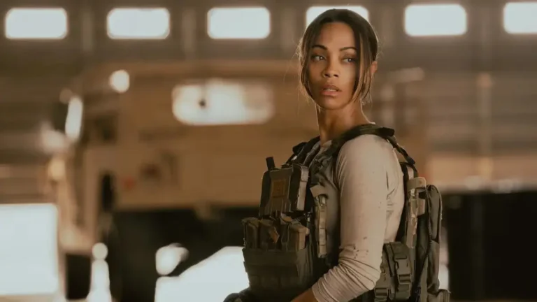 Zoe Saldaña as Joe McNamara in the spy thriller series Special Ops: Lioness (created by Taylor Sheridan).