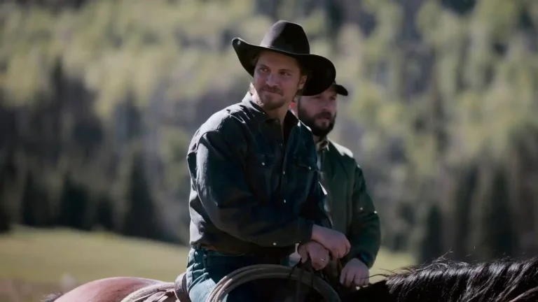 Luke Grimes as Kayce Dutton alongside Logan Marshall-Green as Pete Calvin in a scene from the CBS neo-Western drama series Marshals