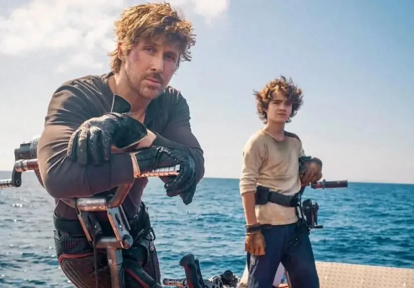 Ryan Gosling and Flynn Gray are featured on the set of the upcoming film Star Wars: Starfighter (2027), directed by Shawn Levy.