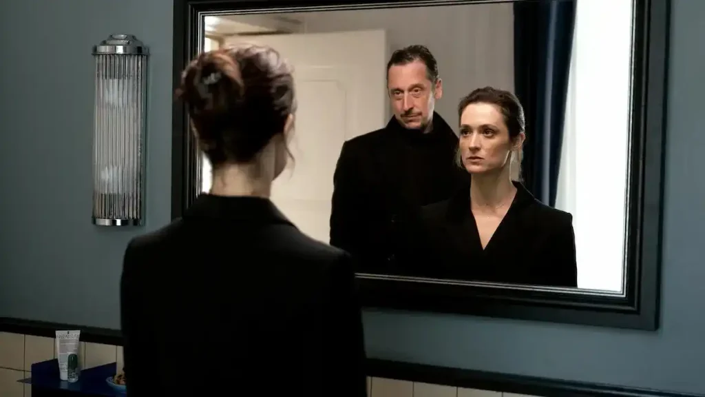 Friederike Becht as the character Lisa Konrad in the Netflix psychological thriller series The Trap (Die Falle)